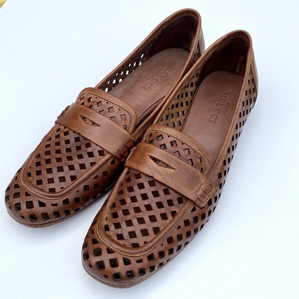 Sesto Meucci Leather Penny Loafer • Camel Color • Preloved •9.5N